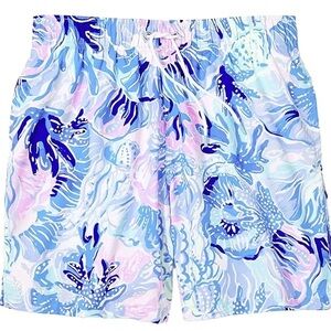 EUC Lilly Pulitzer Men Saltwater Blue Shade Seekers Capri Swim Trunks Medium
